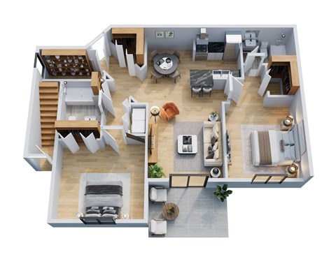 Floor plan for 2 beds, 2 baths, 1140 sqft